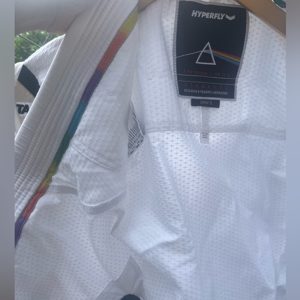 HYPERFLY Jiu Jitsu Junior kids sz 0 New Junior Starlyte White Black w/ backpack - Picture 7 of 12